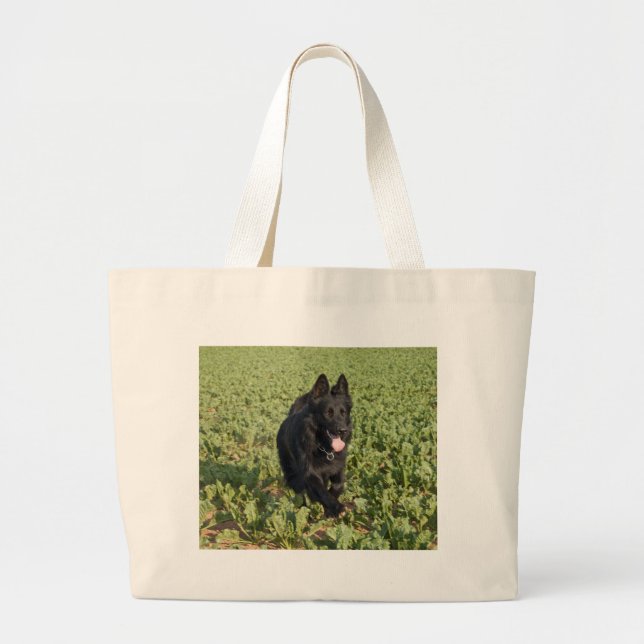 Svart Hund Jumbo Tygkasse (Framsidan)