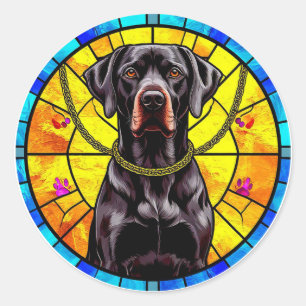 Svart Hund Mozaik Konst Djärv Geometrisk Hund Desi Runt Klistermärke