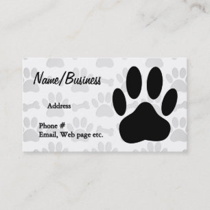 Svart Hund Paw Print and Bones Anpassningsbar Visitkort