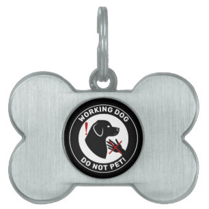Svart Hund W/ Hängande Öron arbetande Hund Pet ID-bricka Husdjur
