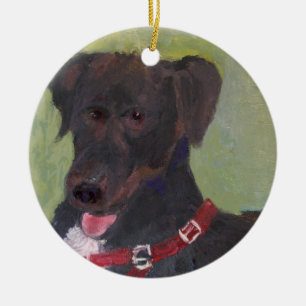 Svart hundjulprydnad julgransprydnad keramik