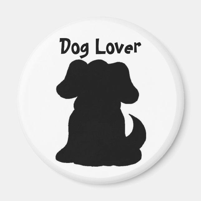 Svart hundsilhuett magnet (Framsidan)
