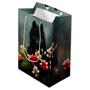 Svart hundvalp söt hund-presentsäck