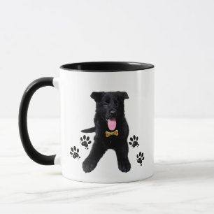 Svart hundvalp, tysk shepherd mugg