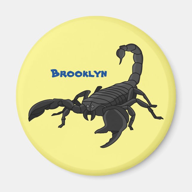 Svart hungrig tecknad för skorpion magnet (Framsidan)