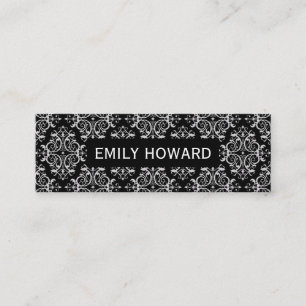 Svart i Damask Pattern Mini Visitkort