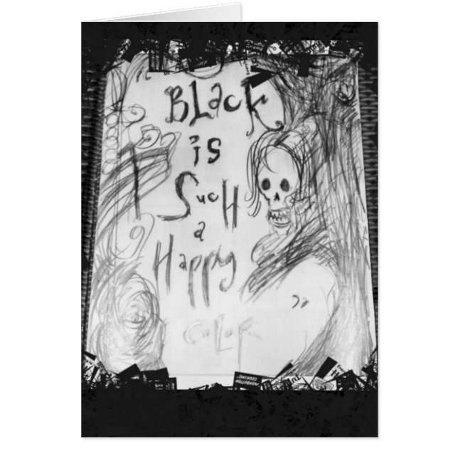 Svart i lycklig färg hälsningskort (Framsidan)