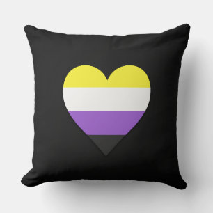 Svart, icke-binär pride-hjärtdesign kudde