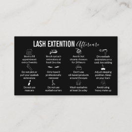 Svart Icon Lash Extension Efterföljande instruktio Visitkort