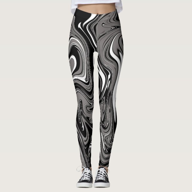 Svart illustration av abstrakten Marble Leggings (Framsida)