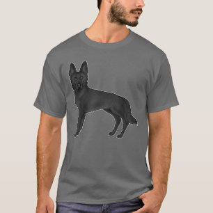 Svart illustration av herdehund av rasen schäfer t shirt