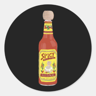Svart illustration av hetten Cute Spicy Cats Runt Klistermärke