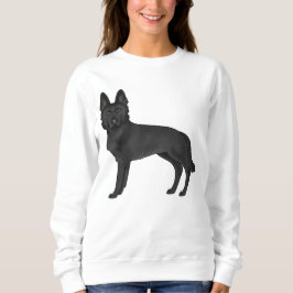 Svart illustration av tysk schäferhund tecknad hun t shirt
