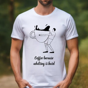 Svart illustrerad kaffe eftersom det är svårt att t shirt