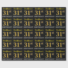 Svart, Imitation Guld "31a BIRTHDAY" Presentpapper