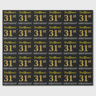 Svart, Imitation Guld "31a BIRTHDAY" Presentpapper
