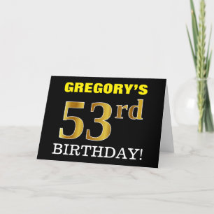 Svart, Imitation Guld "53:e BIRTHDAY"-kort Kort