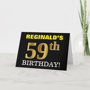 Svart, Imitation Guld "59:e BIRTHDAY"-kort Kort