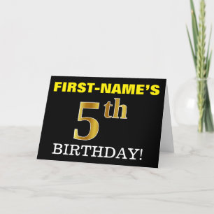 Svart, Imitation Guld "5:e BIRTHDAY"-kort Kort