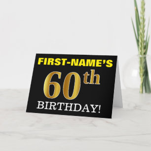 Svart, Imitation Guld "60:e BIRTHDAY"-kort Kort