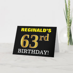 Svart, Imitation Guld "63:e BIRTHDAY"-kort Kort