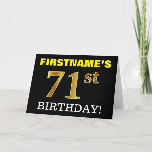 Svart, Imitation Guld, 71:a BIRTHDAY-kort Kort