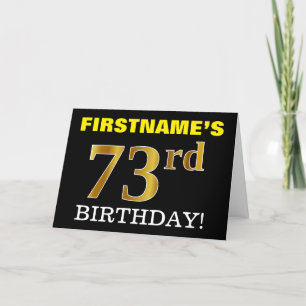 Svart, Imitation Guld "73:e BIRTHDAY"-kort Kort