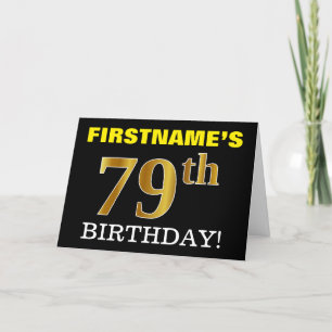 Svart, Imitation Guld "79:e BIRTHDAY"-kort Kort