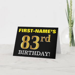 Svart, Imitation Guld "83:e BIRTHDAY"-kort Kort