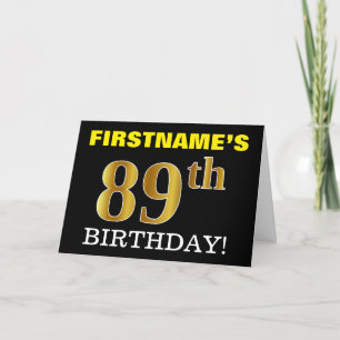Svart, Imitation Guld "89:e BIRTHDAY"-kort Kort
