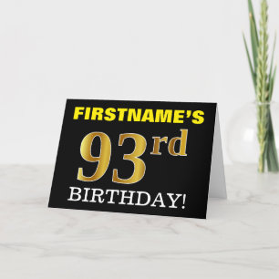 Svart, Imitation Guld "93:e BIRTHDAY"-kort Kort