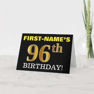 Svart, Imitation Guld "96:e BIRTHDAY"-kort Kort