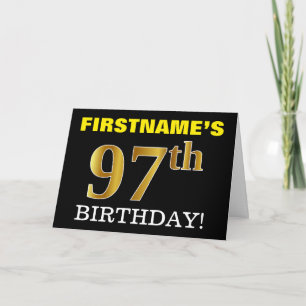 Svart, Imitation Guld "97:e BIRTHDAY"-kort Kort