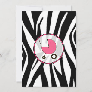 Svart inbjudan till babyskor i Zebra tryck och Ros