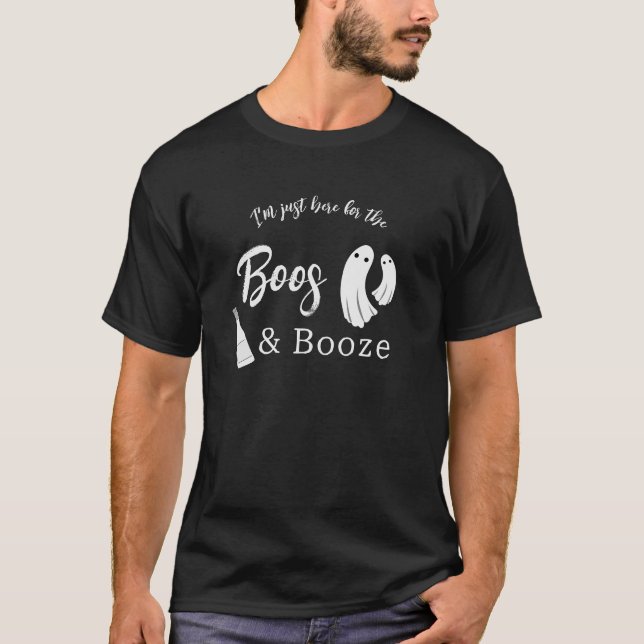 Svart inbjudan till Boos & Sprit Vuxen Halloween C T Shirt (Framsida)