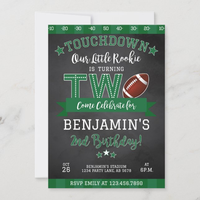 Svart inbjudan till fotboll 2:a födelsedag (Framsida)