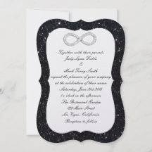 Svart inbjudan till Glitter Diamond Ofinity Weddin
