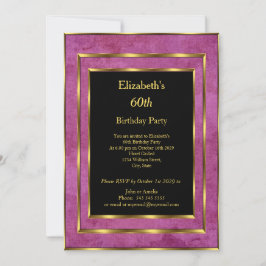 Svart inbjudan till Guld Lila i 60 Födelsedagsfest