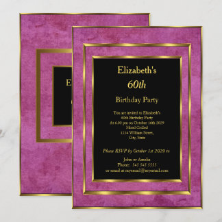 Svart inbjudan till Guld Lila i 60 Födelsedagsfest