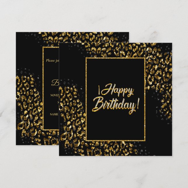 Svart inbjudan till Guld och judisk leopard (Fram/baksida)