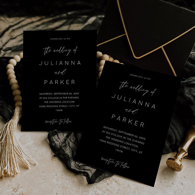Svart inbjudan till MOD Calligraphy Wedding (Skapare uppladdad)