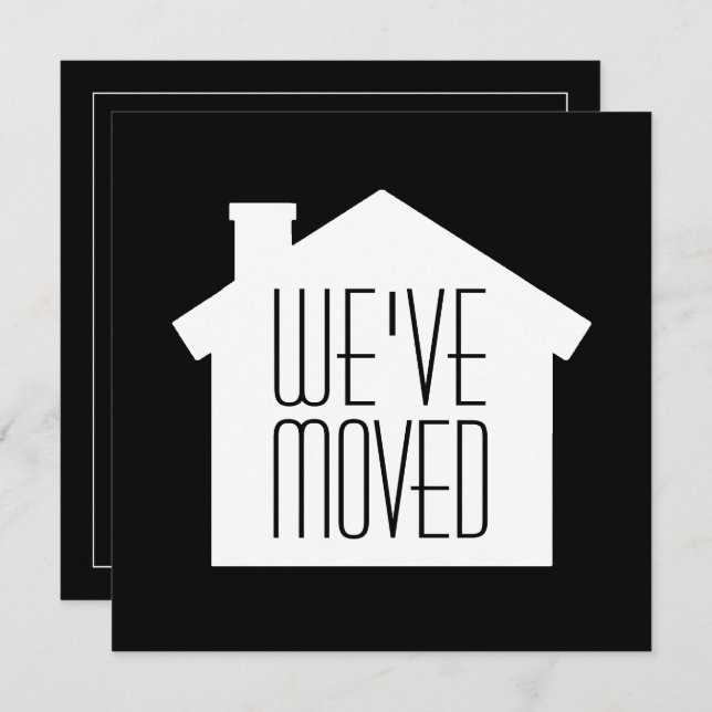 Svart inbjudan till Modern Houseuppvärmningspartie (Fram/baksida)