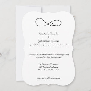 Svart inbjudan till Ofinity Wedding i Kärlek