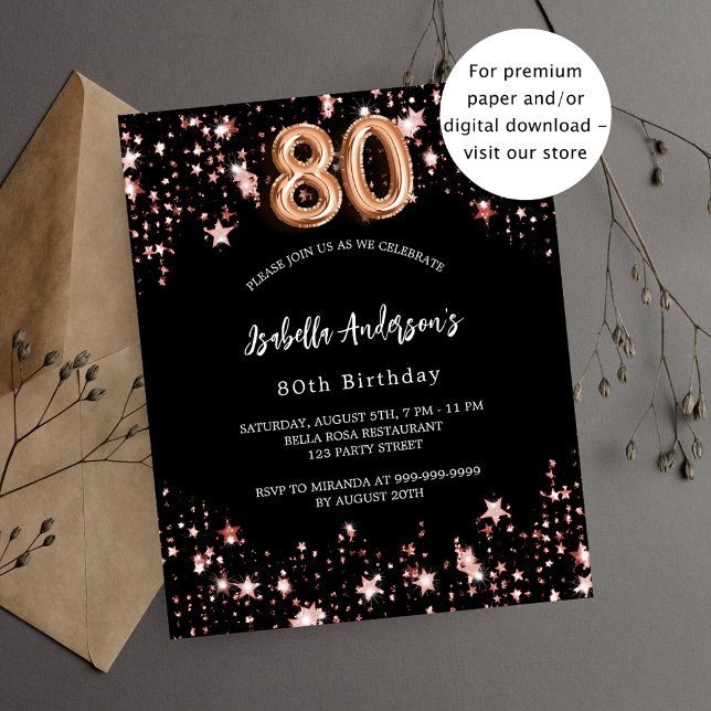 Svart inbjudan till ro guld på 80-årsdagen (Skapare uppladdad)
