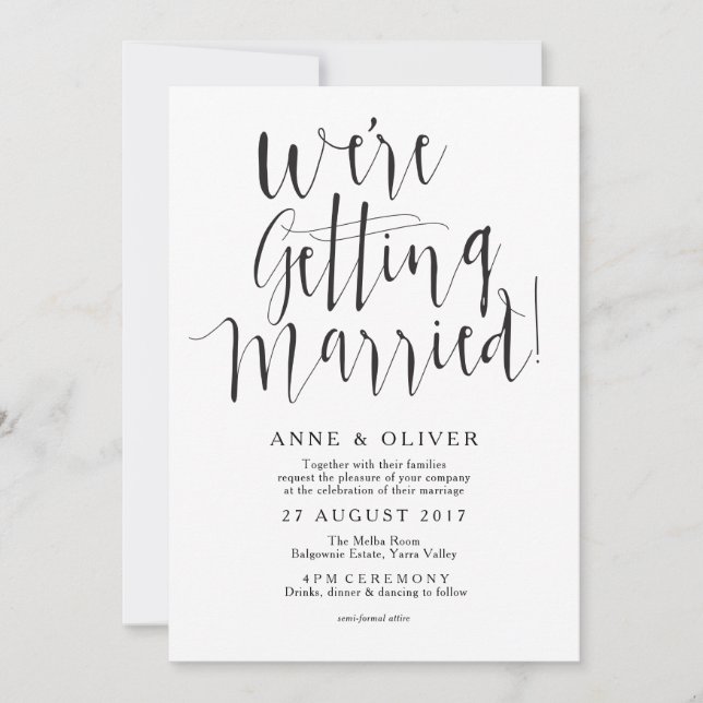 Svart inbjudan till Rustic Wedding Black (Framsida)