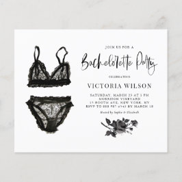 Svart inbjudan till Snöre Lingerie Bachelorette-pa