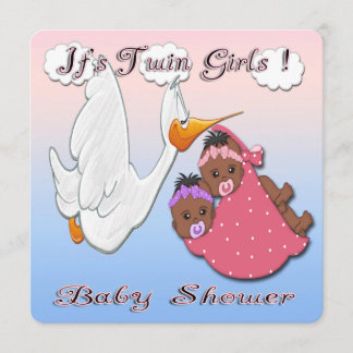 Svart inbjudan till Twin Girls Baby Shower