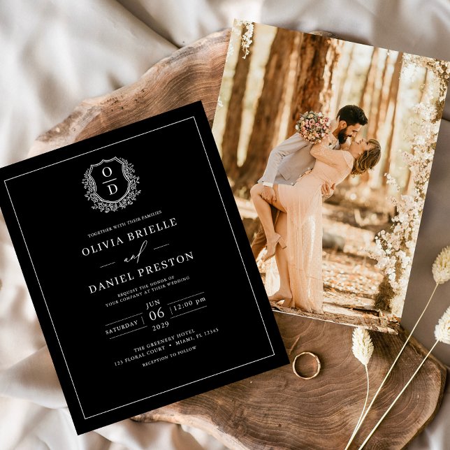 Svart inbjudan till Vapenskölden Budget Photo Wedd (Skapare uppladdad)