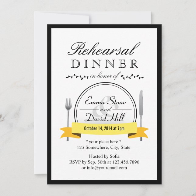 Svart inbjudningar för gränsbrölloprepetition (Framsida)