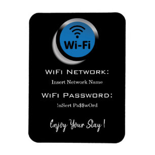 svart information om WiFi-lösenord Magnet